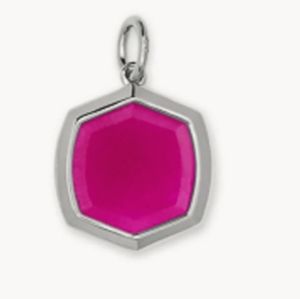 NWT Kendra Scott Davis 16mm Sterling Silver Stone Charm in Pink Quartz
